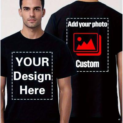 TEMU Customizable White T-shirt With Red Graphic - Add Your Photo, Design, Or Logo - Print, Regular Fit, Round Neck - Summer, Father's Day, And Casual Wear, Personalized Tshirt Image