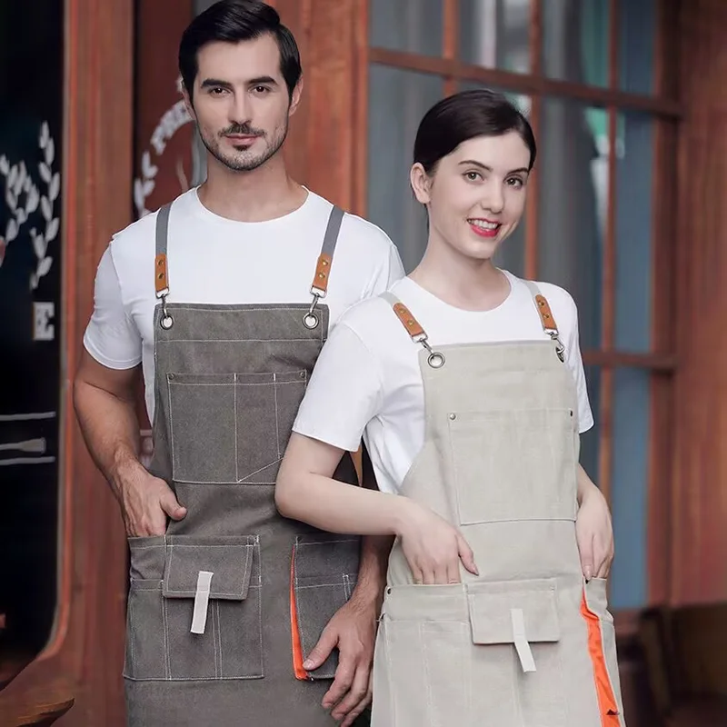 Küchen schürze Unisex verstellbare Kochs chürze Haushalt einfarbige Schürze Koch Kellner Grill Friseur Erwachsenen Taschen schürze Image