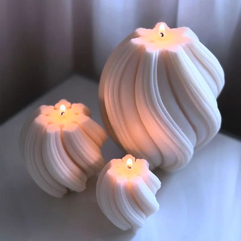 Rotierende Säule Kerze Silikon Form Geometrische Welle Kerze Wachs Form DIY Twisted Spirale Seife Harz Gips Form Hause Handwerk Dekor Image