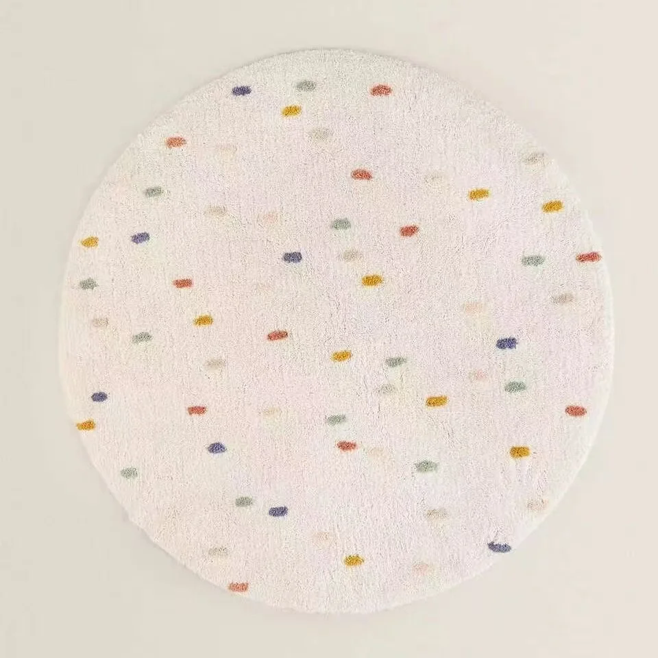 VIKAMA Wohnzimmer runder Teppich, Kinderzimmer-Bodenmatte, Nachttischdecke, Sofa, rutschfestes Drehstuhlkissen, Heimdekoration Image