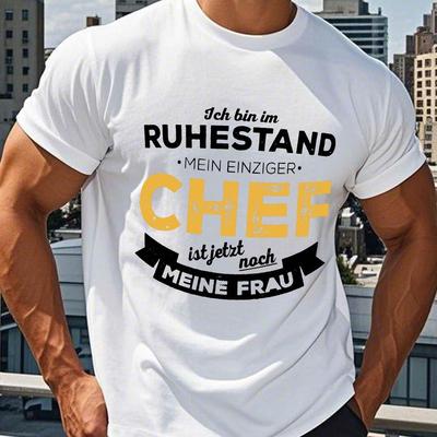 TEMU Mens Retirement Chef Graphic T-shirt - Casual Summer Short Sleeve Crewneck, Olive Green Polyester Tee With Humorous Im Retired Design, Machine Washable Image