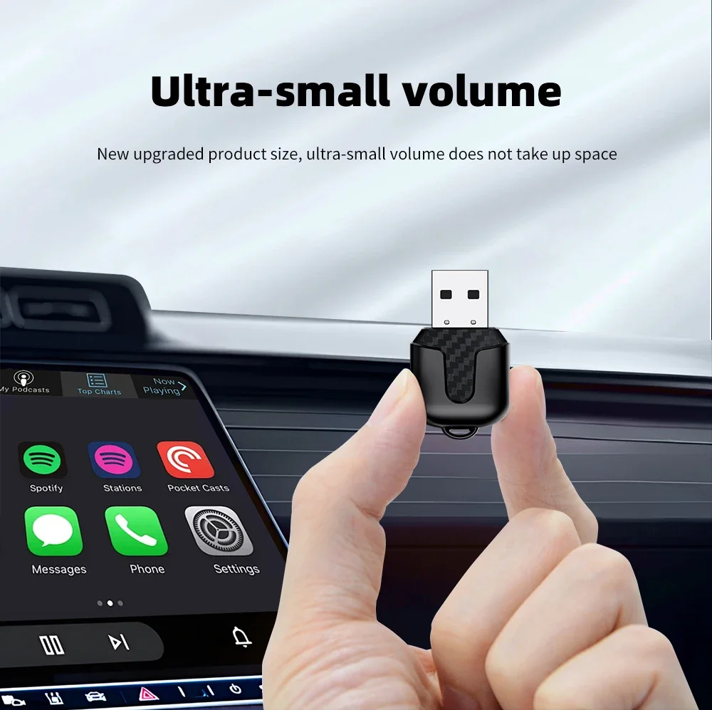 2025 Neuer kabelloser CarPlay- und Android-Auto-Adapter – ultrakompakt | 5 GHz WLAN und Bluetooth 5.0 | Sprachsteuerung | Für werkseitig verkabelt Image