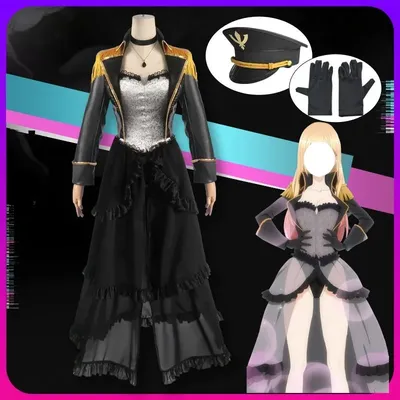 Anime Kitagawa Cosplay Marin Kostüm Schwarz Cooles Kleid Militäruniform Rollenspiel Outfit Set für Frauen Halloween Karneval Party Image