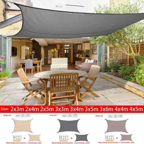 Pare-soleil d'extérieur imperméable, voile de jardin plage camping terrasse piscine tente 3x5m 4x4m 4x5m 4x6m