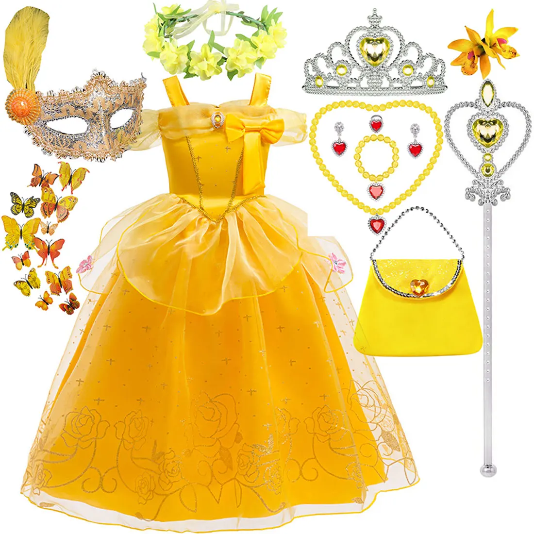 2025 Disney Die Schöne und das Biest Prinzessin Belle Kleid ärmellos Kinder Party süßes Kostüm Kind Halloween Karneval Outfit Kleid Image