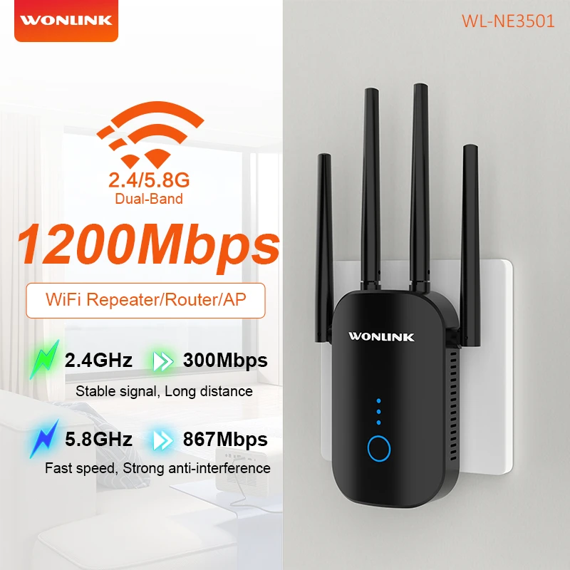 Comfast 1200Mbps Wireless WiFi Repeater Dual-band WPS WiFi Extender 2,4G/5,8G wifi Signal Booster 2/4 Antennen Hause Router Image