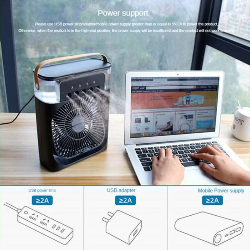 Humidificateur refroidisseur ventilateur 3 vitesses climatiseur refroidisseur Portable USB rechargeable ventilateurs de pulvérisation de bureau pour bureau dortoir chambre refroidissement