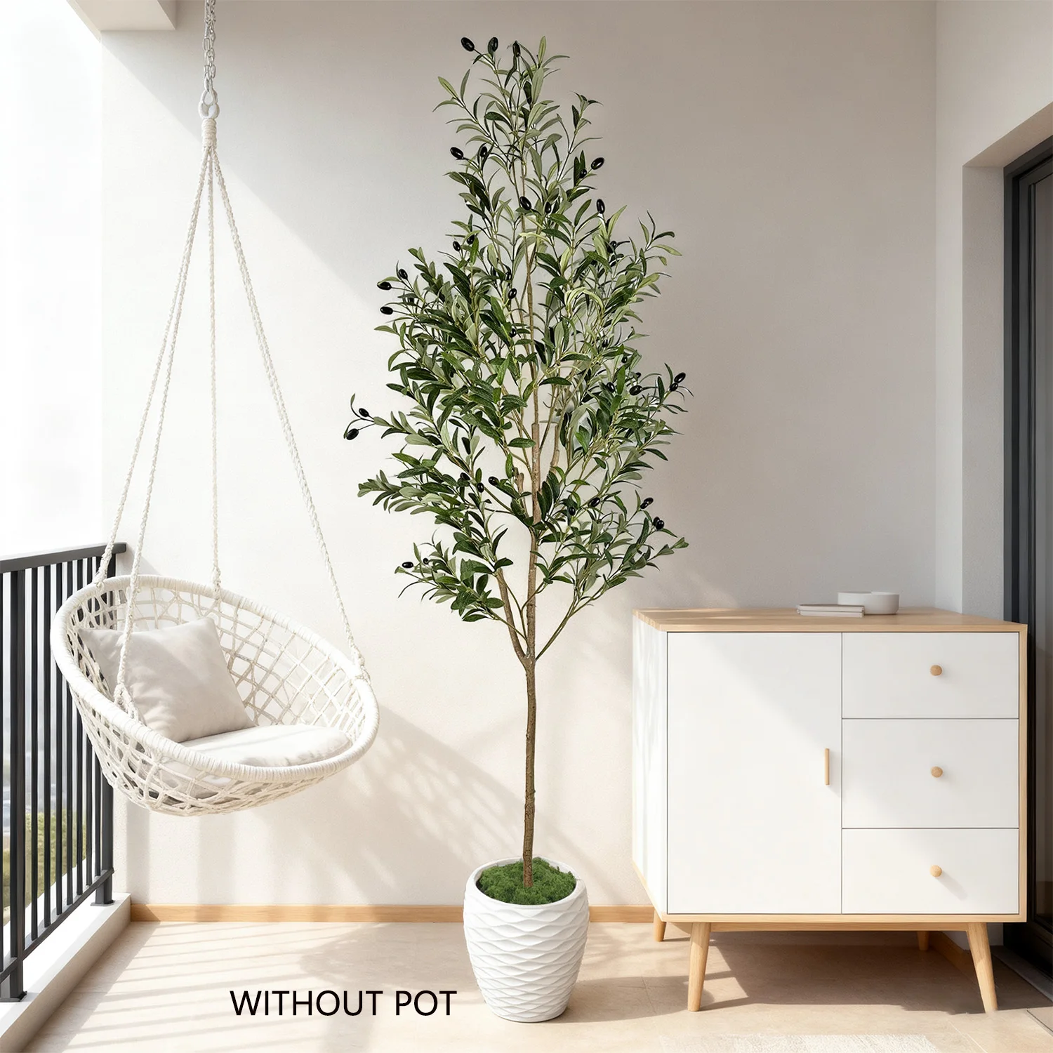 110–200 cm große künstliche Olivenpflanzen-Baumzweige ohne Topf, künstliche Pflanzenverzierung, künstliche Pflanze für den Innenbereich, für Hausgarten-Dekoration Image