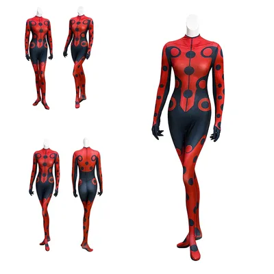 Halloween Cosplay Anime Girl Lady S6 Cosplay Held Kostüm 3D Gedruckt Eng Anliegende Schwarz Rot Marienkäfer Cosplay Zentai Overall Image
