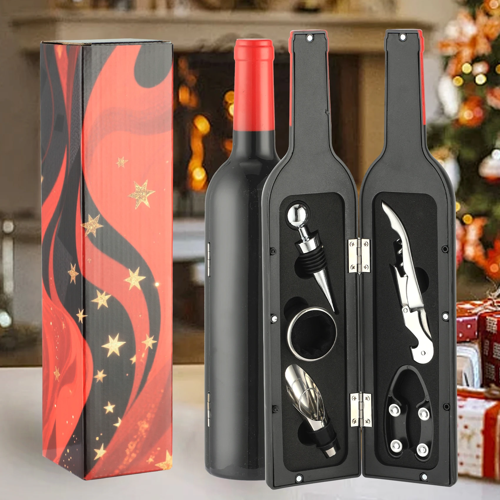 Weinzubehör, Valentinstags-Geschenkset, 5-teiliges Deluxe-Weinkorkenzieher-Set in Flaschenform, tolle Geschenke zum Valentinstag Image