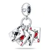 S925 Sterling Silber Charm Bead 3mm Poker Serie Red Ace of Spades und Black Ace of Spades DIY Original Design Eleganter Schmuck
