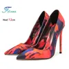 Vielseitige High Heels Frauen Druck Schuhe 2025 Sommer Elegante Party Bankett Weibliche Schuhe 12 CM Modell Laufsteg Zeigen Pumpen Größe 35-47