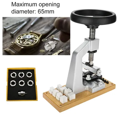 Bench Watch Case Opener Wristwatch Tool Back Opener with 6 Dies Bench Watch Case Opener Watch Case Opener Watch Case Remover