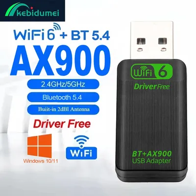 Kebidumei AX900 USB WiFi 6 Bluetooth 5.4 Adapter Dual Band 2.4G 5GHz Network Dongle Wireless Receiver DRIVER FREE For Win 10/11