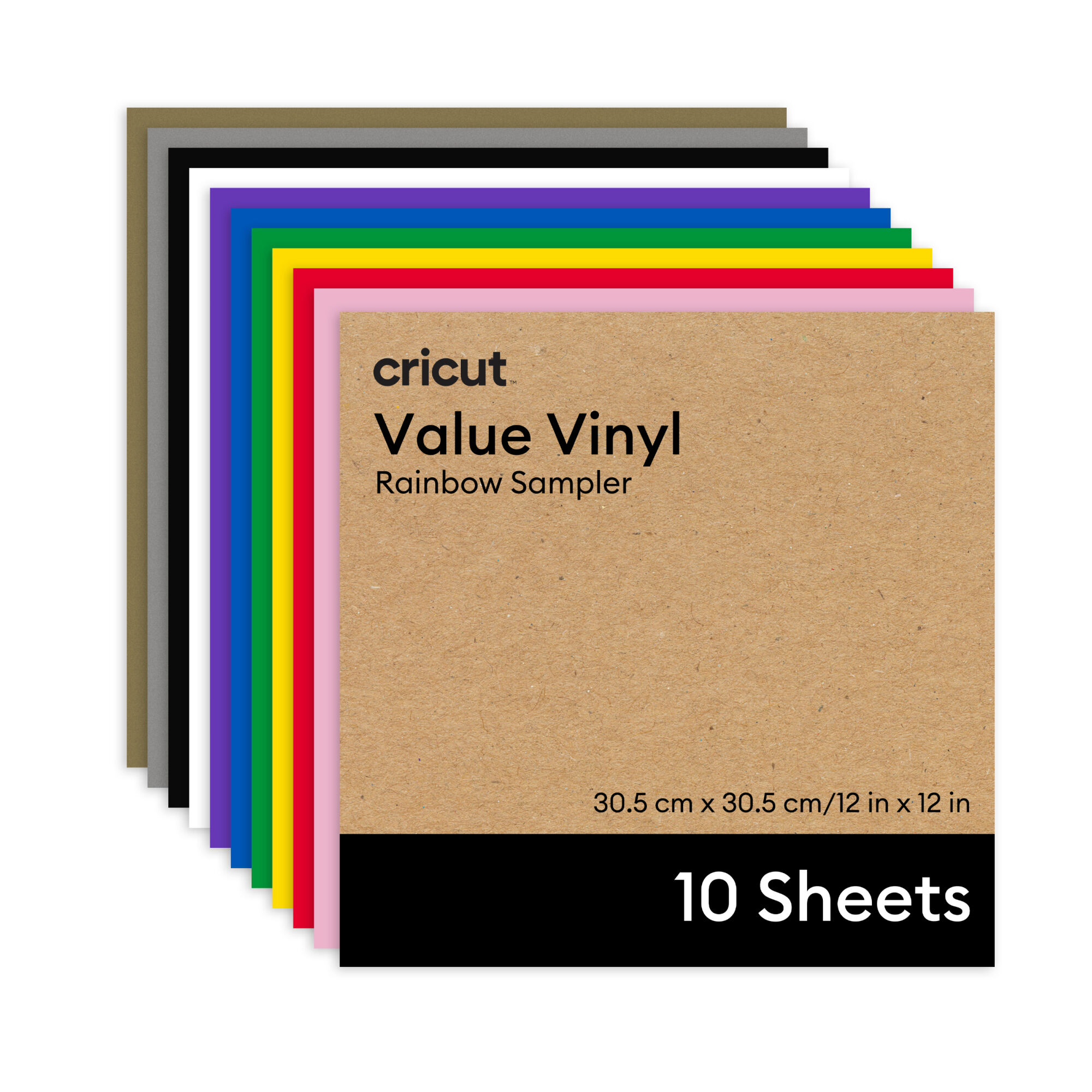 Cricut Value Vinyl | Rainbow Sampler | 12 in x 12 in | 10 Count