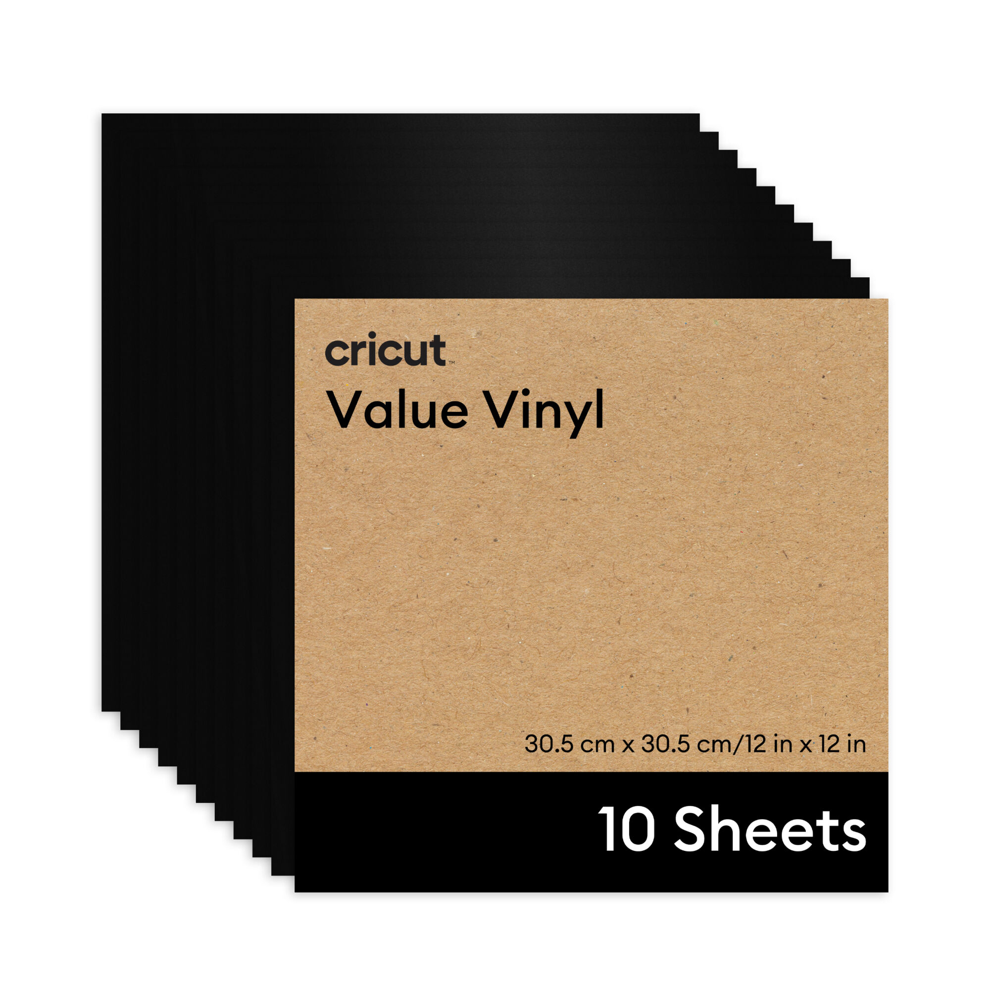 Cricut Value Vinyl | 12 in x 12 in | 10 Count | Black