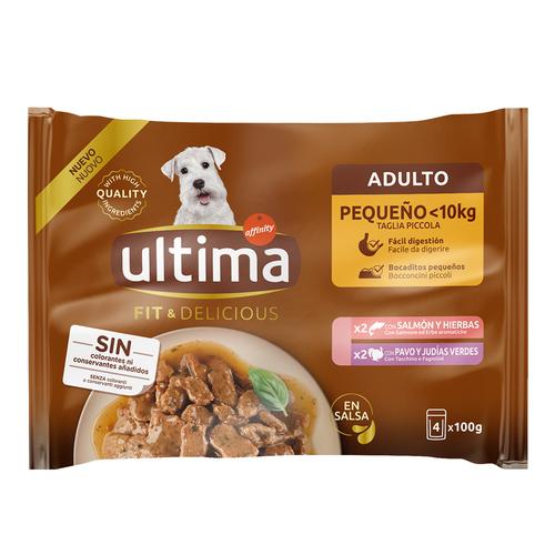 44x100g Mini Adult, saumon, dinde Fit & Delicious Ultima nourriture humide pour chien