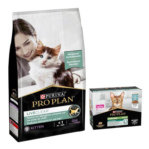 7kg LiveClear Sterilised Adult dinde PURINA PRO PLAN croquettes pour chat + 10x85g Sterilised Adult Maintenance
