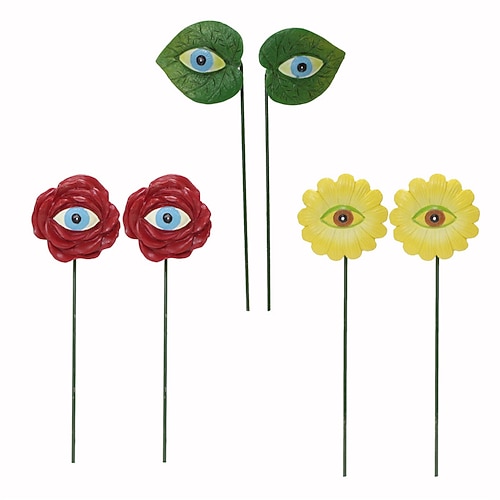 Lot de 6 décorations de jardin monstre aux yeux effrayants en résine, décorations artisanales, mini décorations de jardin amusantes, cadeaux, décorations de pelouse, décorations d