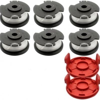 6er-Pack Ersatzspulen IAN351753 und 2 Kappen für Akku-Rasenmäher Parkside prta 20 Li C3 Image