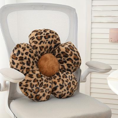 TEMU 1pc Flower Plush Throw Pillow - Soft & Comfortable, Fun Leopard , Brown/yellow, Ideal Floor Pillow For Home Decor, Gift, Cute Pillows, Cozy Comfortable Fabric
