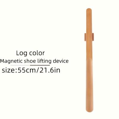 TEMU 1pc Family Magnetic Shoe Puller With Long Handle For Pregnant Women And Elderly, High-quality Wooden Shoe Wearer, No-bend Shoe Remover Image