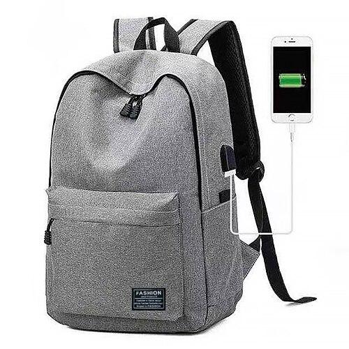 Herren Rucksack Schultasche Rucksack Schulanfang Täglich Feste Farbe Nylon Hohe Kapazität Atmungsaktiv Leichtgewichtig Reißverschluss Schwarz Grau