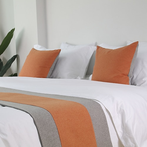 Bettläufer, Bettschal, zweifarbig, dekorativer Bettschal für Zuhause, Hotel, Tagesdecken, Schals, Schutz, moderner, einfarbiger Bettläufer für das Fußende des Bettes, Heim, Schlafzimmer, Bettwäsche, Image