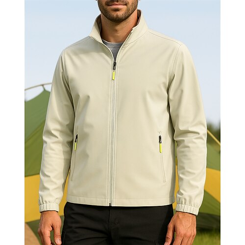 Herren Wanderjacke Sportjacke Regenmantel Außen Wasserdicht Leicht Atmungsaktiv Wanderoutfits Wanderbekleidung Frühling Herbst Jacke Tennis Golfspiel Laufen Einfarbig Schwarz Elfenbein Marinenblau Image