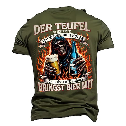 Herren Lustiges Bier T-Shirt Der Teufel flüsterte 'Ich werde dich kriegen' ich sagte 'Bring Bier'. Grafik T-Shirt mit Kurzarm Image