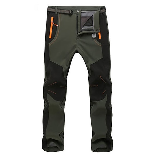 Herren Wanderhosen Fleecegefütterte Hosen Wintermantel Patchwork Winter Herbst Außen Normale Passform Thermowarm Winddicht Schnelltrocknend Leicht Unterteile Reißverschlusstasche Dunkelgrau Schwarz Image