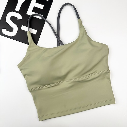 Damen Yoga-BH Pilates-BH Sportweste BH-Top Hohe Stützen Atmungsaktiv Bürgellos Mit Pads Einfarbig Sport Sportkleidung Schwarz Weiß Fitnessstudio Zumba Laufen Image