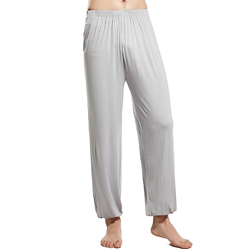 Herren Yogahose Haremshose Pumphose Leicht Hohe Taille Fitnessstudio Pilates Zumba Unterteile Einfarbig Dunkelgrau Schwarz Weiß Modal Herbst Sport Sportkleidung Mikroelastisch Lässiger Schnitt Image