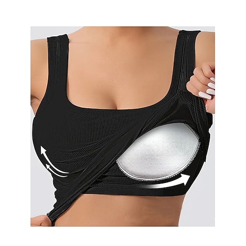 Damen Camisole-Tanktop Einfarbig Täglich Ärmellos Quadrathals Crop Tops Schwarz Weiß Rote Grün Grau Sommer Frühling Image