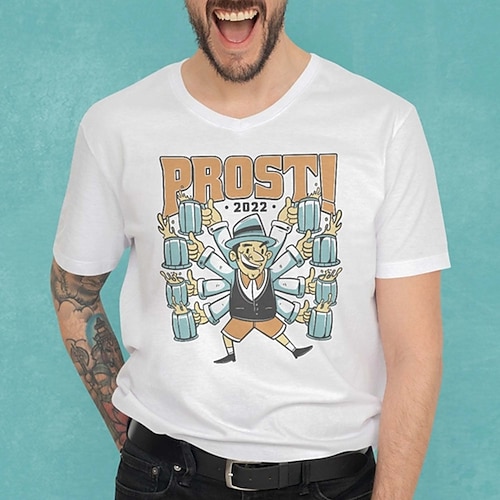 T-Shirt Bayerisch München Deutsch alpin T-Shirt Ärmel Grafik für Herren Erwachsene Heißprägen für Karneval Oktoberfestbier Party Alltagstauglich Image