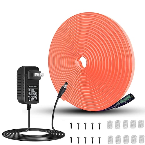 2,5 m 5m Neonstreifenlichter 300/600 LEDs Flexibel Neon 6mm 1 Set Lichterketten Zubehör 1 x 12V 3A Adapter 1 x 2A Netzteil 1 Set Warmweiß Weiß Rot Weihnachtsbeleuchtung LED Neonlichte Halloween Image