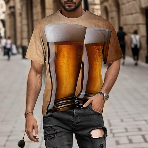 T-Shirt Bayerisch München Deutsch alpin T-Shirt Ärmel Grafik für Herren Erwachsene 3D-Druck für Karneval Oktoberfestbier Party Alltagstauglich Image