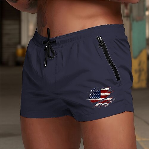 Herren Badehosen Badeshorts Boardshorts Nationalflagge Schnelltrocknend Atmungsaktiv mit Mesh-Futter Elastischer Bund Kordelzug Urlaub Strand Hawaiianisch Lässig Weinrot Schwarz Image