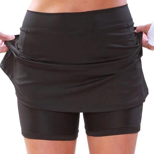 Damen Stoffhosen Skort Anti-Scheuer-Shorts Gemütliche Leggings Streetwear Lässig Kurz Natürliche Taille Einfach Elastischer Bund Bequem Außenbereich Ferien Wochenende Rot orange Meerblau Schwarz Image