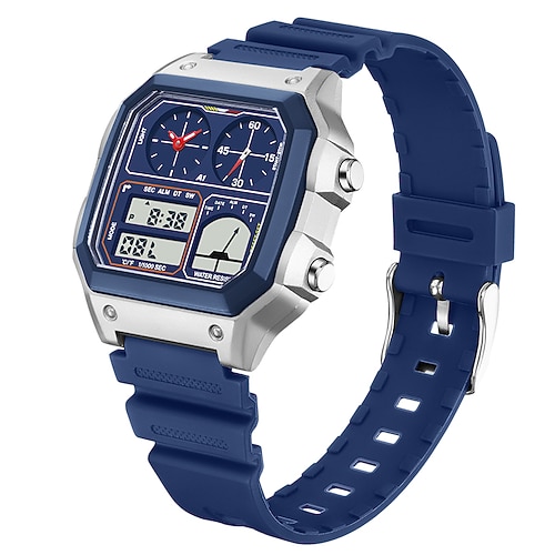 SANDA Herren Digitaluhr Außenbereich Mode Lässig Armbanduhr leuchtend Stopuhr Wecker Drei Zeitzonen Stahl Silikongel Beobachten Image