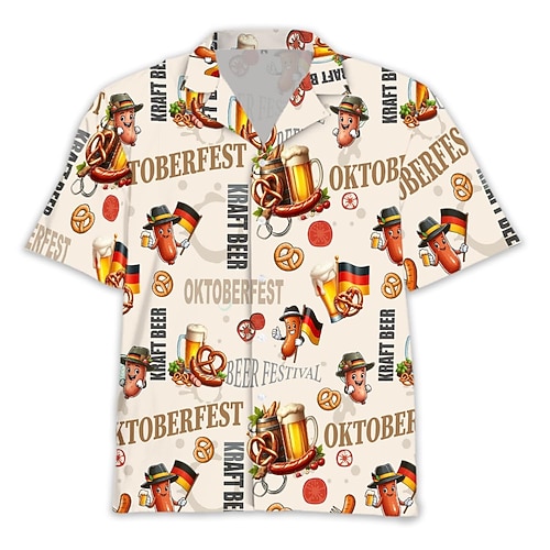 Hawaiihemden Aloha-Hemd Bayerisch München Deutsch alpin Grafik für Herren Erwachsene 3D-Druck für Karneval Oktoberfestbier Strand Urlaub Party Image