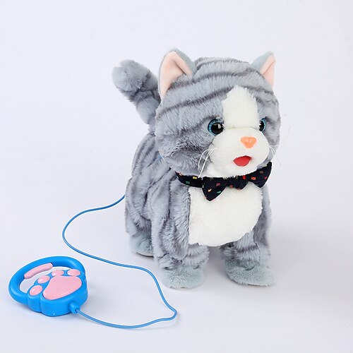 Ferngesteuerte Roboterkatze, elektronisches Plüschkatzenspielzeug, interaktives Spielzeug, Spaziergänge, singendes Stofftier, Geschenk für Mädchen und Jungen im Alter von 3–6 Jahren