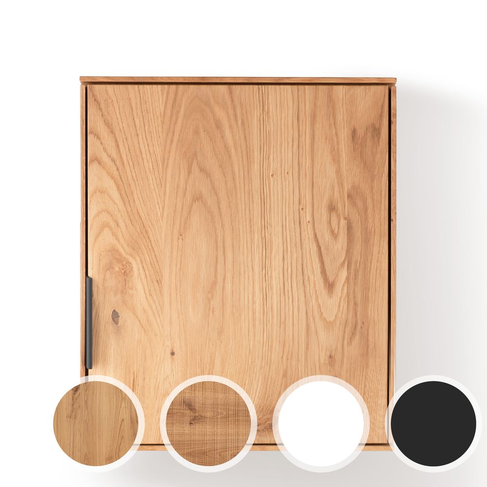 Massivholz »Lugano« Hängevitrine III Weißglas Front / Anschlag rechts