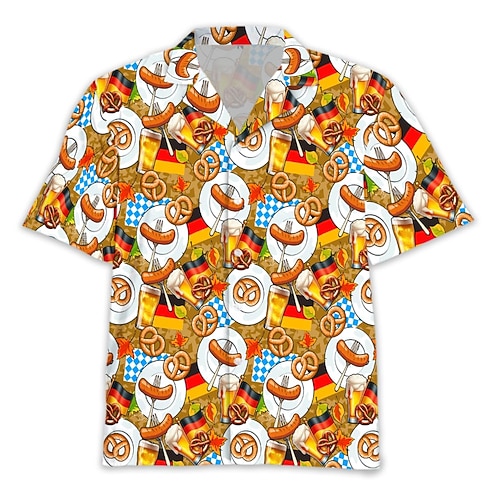 Hawaiihemden Aloha-Hemd Bayerisch München Deutsch alpin Grafik für Herren Erwachsene 3D-Druck für Karneval Oktoberfestbier Strand Urlaub Party Image