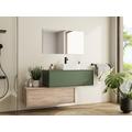 Mobile per bagno sospeso con lavabo singolo quadrato e due cassetti 94 cm Verde e Naturale chiaro - TEANA II