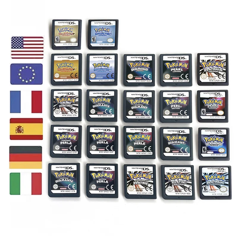 USA EUR NOE ESP ITA FRA Version Pokemon HeartGold SoulSilver Platinum Diamond Pearl Videospiel Cardride für DS 2DS 3DS Konsole