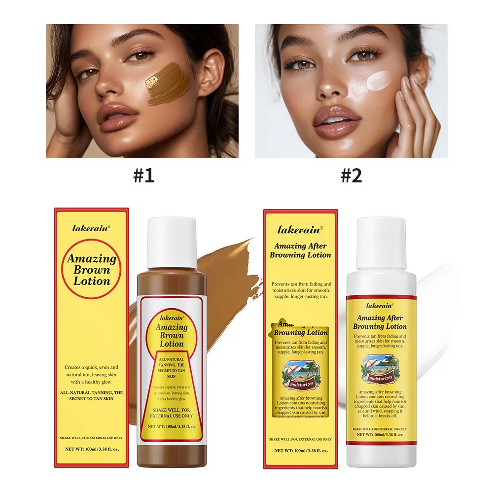 Bronze Before and After Browning Lotion, langanhaltende braune Lotion, Bräunungslotion, Textur, Bräunungsbooster, wasserfestes Kokosnuss-Make-up Image