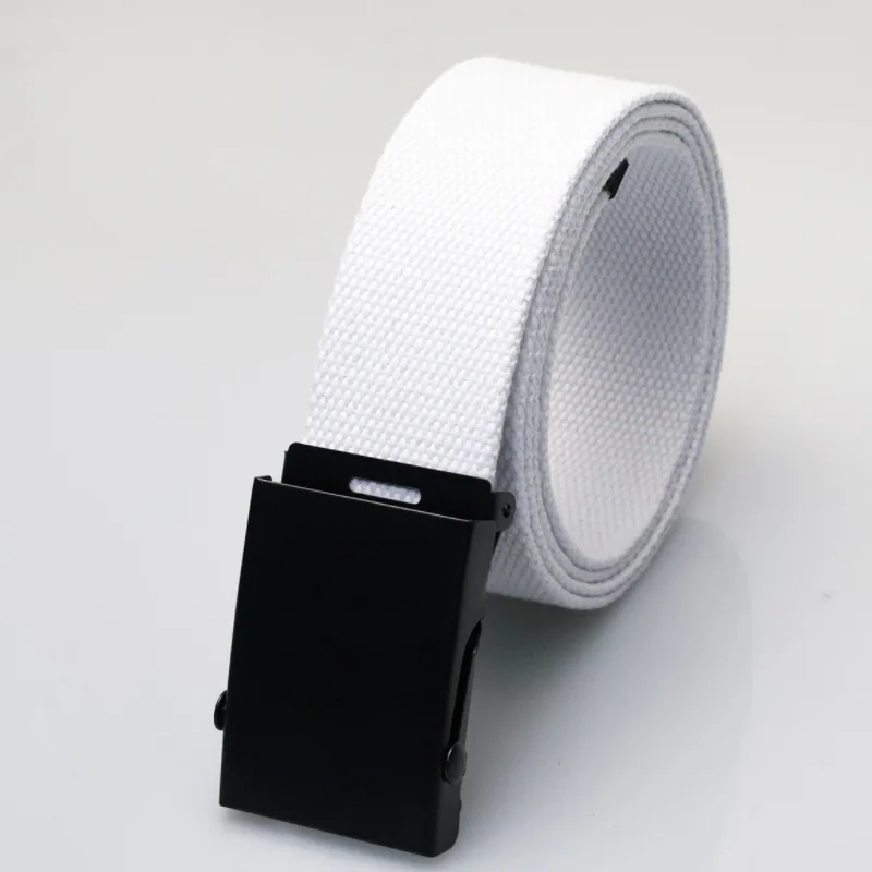 3,8 cm Casual Canvas Gürtel Silber Legierung Schnalle Einfarbig Outdoor Bequeme Baumwolle Sport Gürtel Unisex