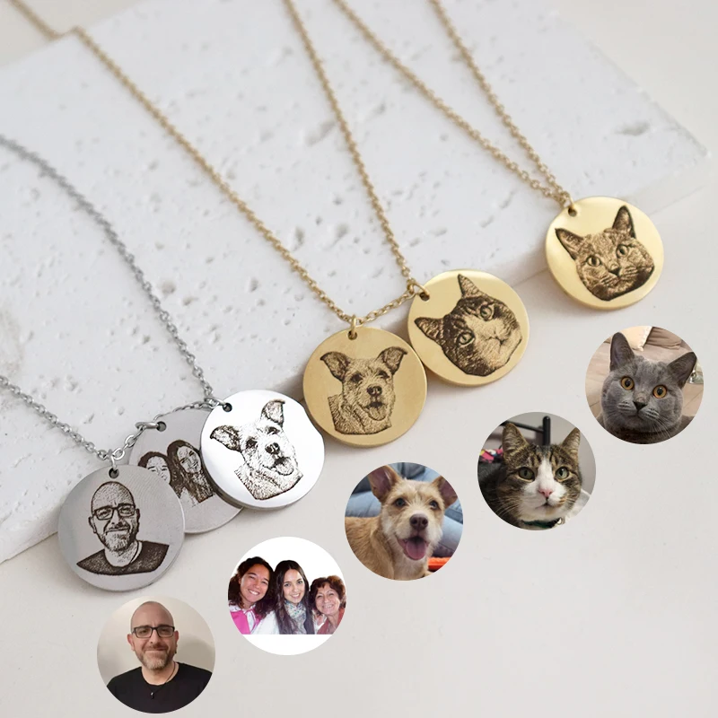 Benutzerdefinierte Menschen Porträt Halskette Menschliches Bild Anhänger Personalisiertes Geschenk Handgefertigter Schmuck Scheibenname Person Graviertes Geburtstagsgeschenk Image