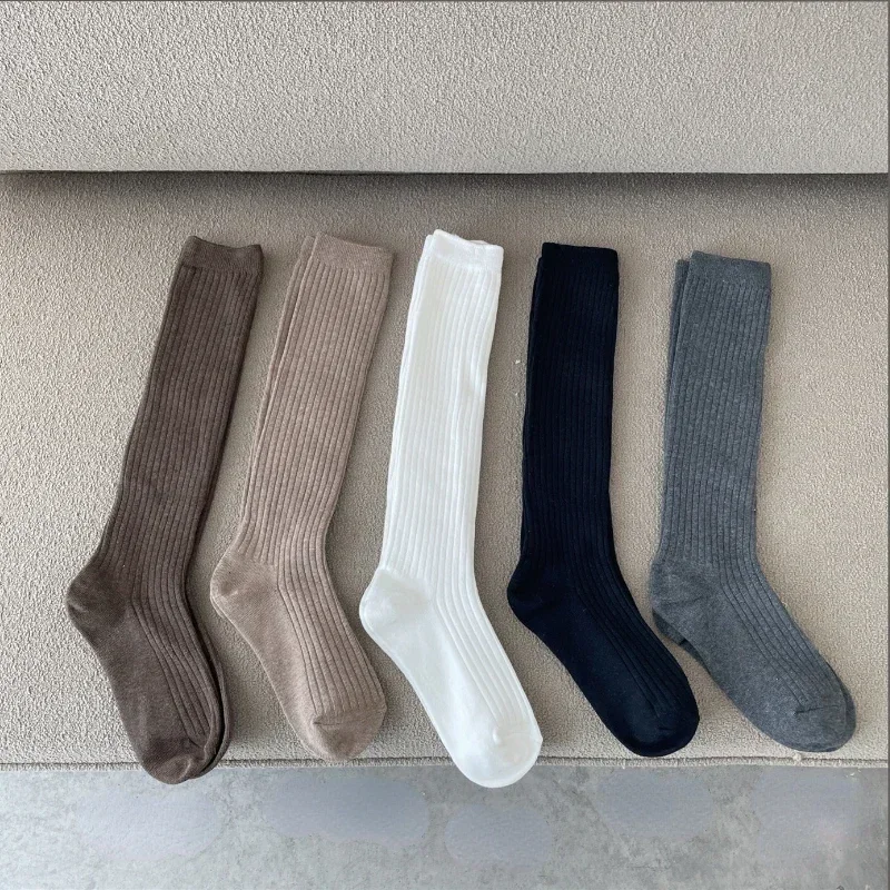 Stricken Baumwolle lange Socken Frauen Strümpfe Herbst Winter warme Oberschenkel hohe Strümpfe Damen Mädchen Mode feste Knies trümpfe Frauen Image